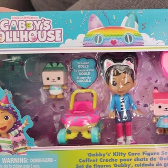 Gabby's Dollhouse, Kitty Care Figure Set with Gabby, Baby Box, Baby Benny Box - Picture 1 of 7